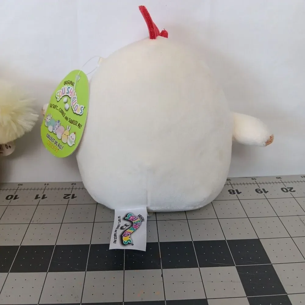 Squishmallow Aimee Yellow Chick w/ Bunny Ears-Rie Otter-Todd the Rooster Lot New
